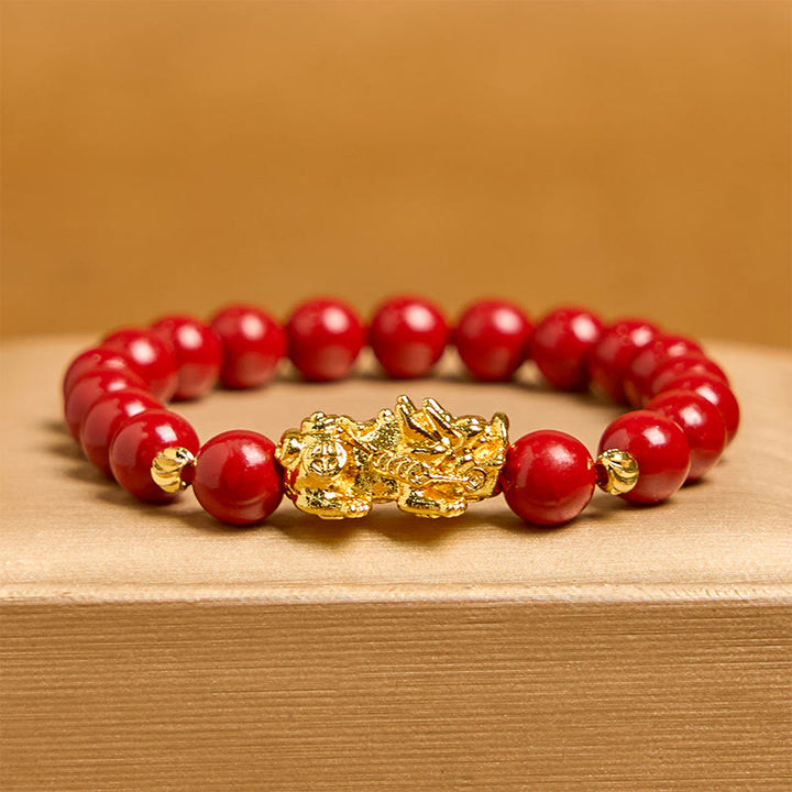 Bracelet de bénédiction calme PiXiu en Buddha Stones et cinabre