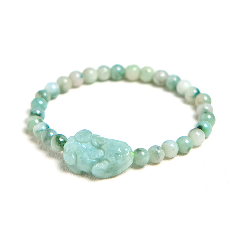 Bracelet porte-bonheur sculpté en jade vert naturel PiXiu Buddha Stones