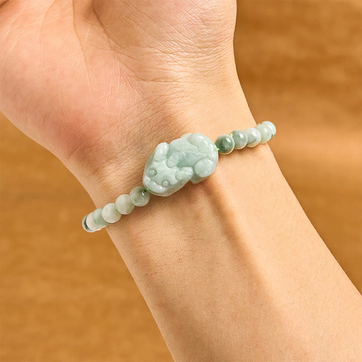 Bracelet porte-bonheur sculpté en jade vert naturel PiXiu Buddha Stones