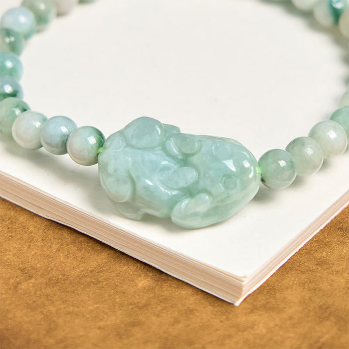 Bracelet porte-bonheur sculpté en jade vert naturel PiXiu Buddha Stones