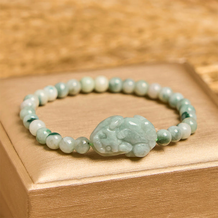 Bracelet porte-bonheur sculpté en jade vert naturel PiXiu Buddha Stones