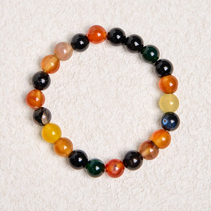 Bracelet d'harmonie en agate calcédoine colorée naturelle Buddha Stones