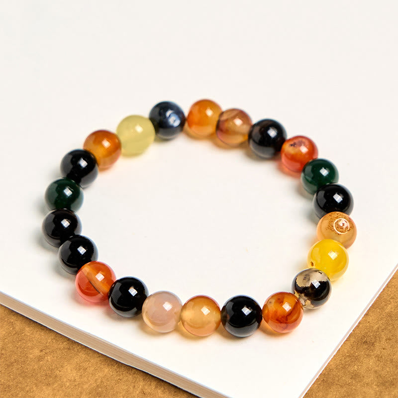 Bracelet d'harmonie en agate calcédoine colorée naturelle Buddha Stones