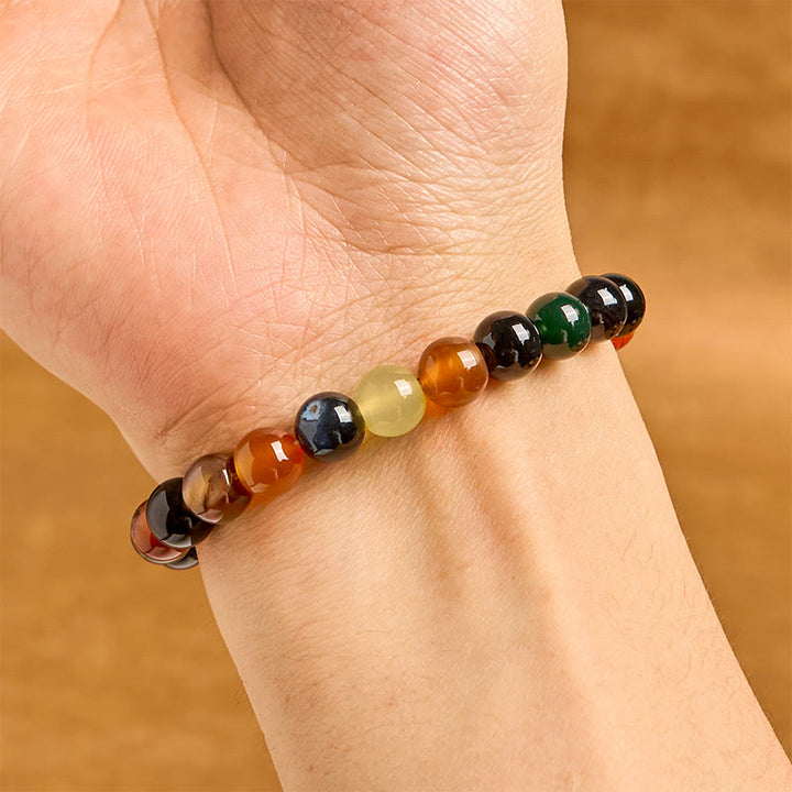 Bracelet d'harmonie en agate calcédoine colorée naturelle Buddha Stones