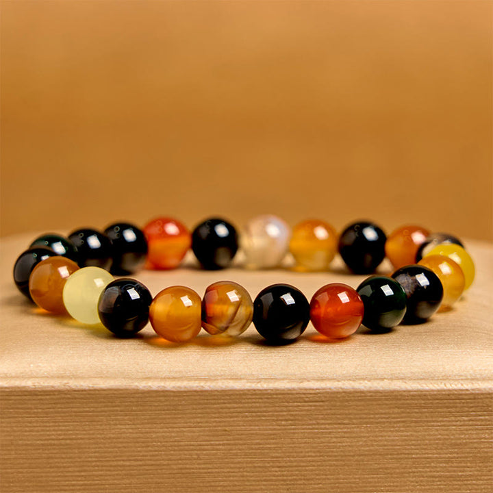 Bracelet d'harmonie en agate calcédoine colorée naturelle Buddha Stones