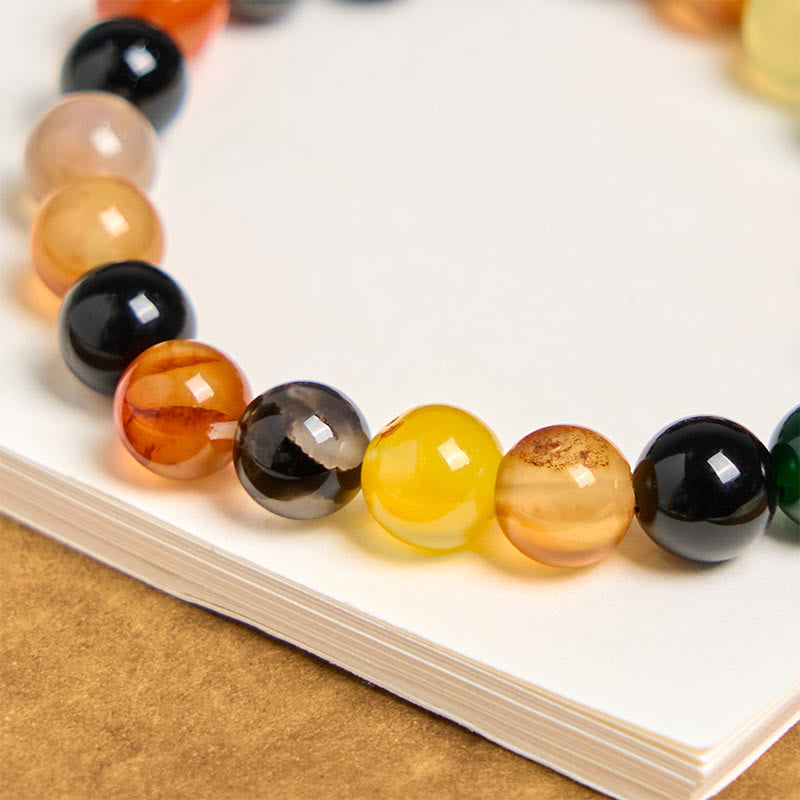 Bracelet d'harmonie en agate calcédoine colorée naturelle Buddha Stones