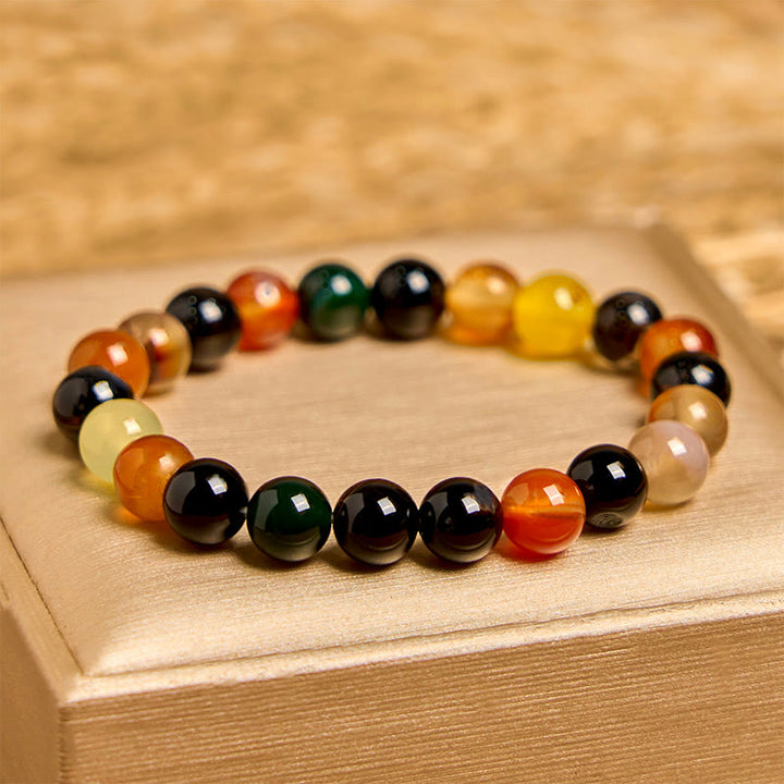 Bracelet d'harmonie en agate calcédoine colorée naturelle Buddha Stones