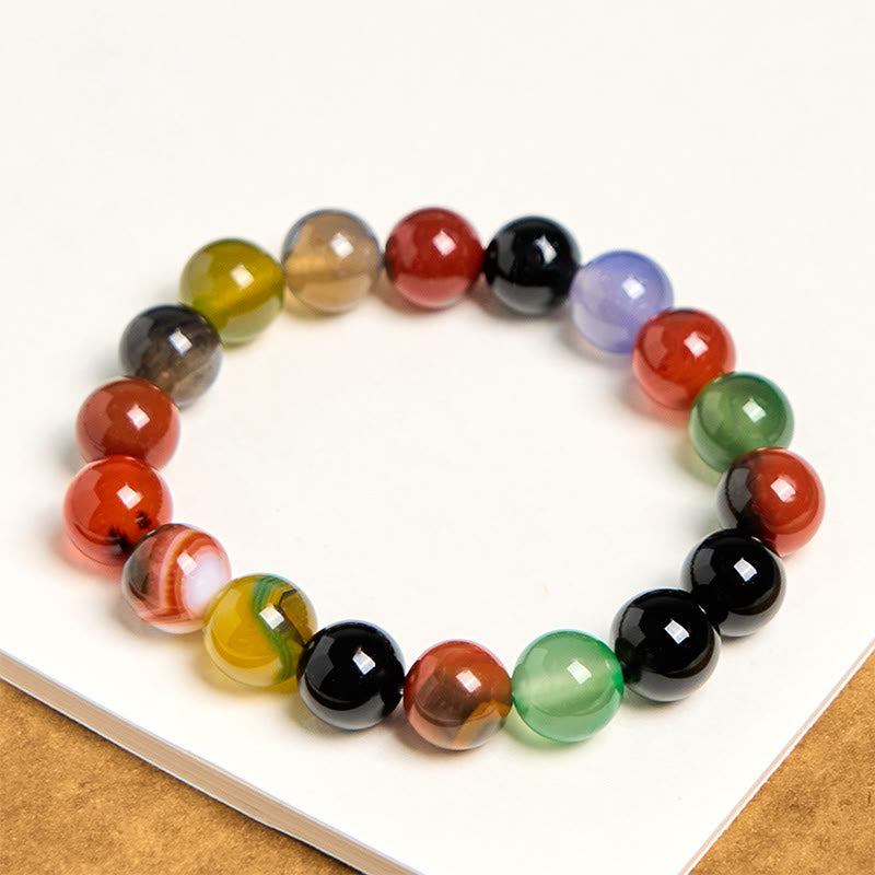 Bracelet d'harmonie en agate calcédoine colorée naturelle Buddha Stones