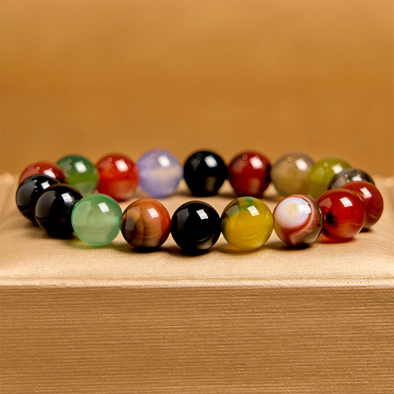 Bracelet d'harmonie en agate calcédoine colorée naturelle Buddha Stones