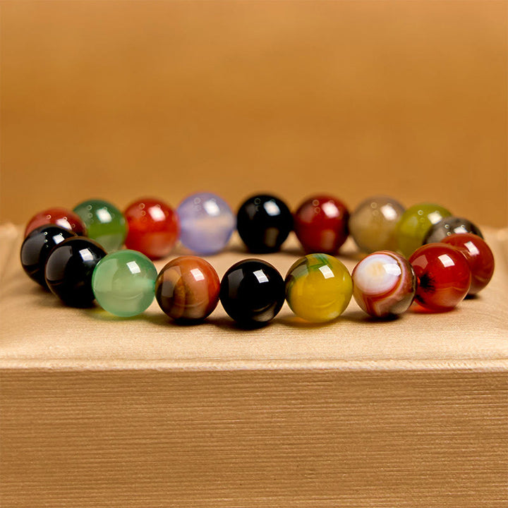 Bracelet d'harmonie en agate calcédoine colorée naturelle Buddha Stones