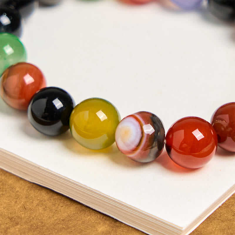 Bracelet d'harmonie en agate calcédoine colorée naturelle Buddha Stones