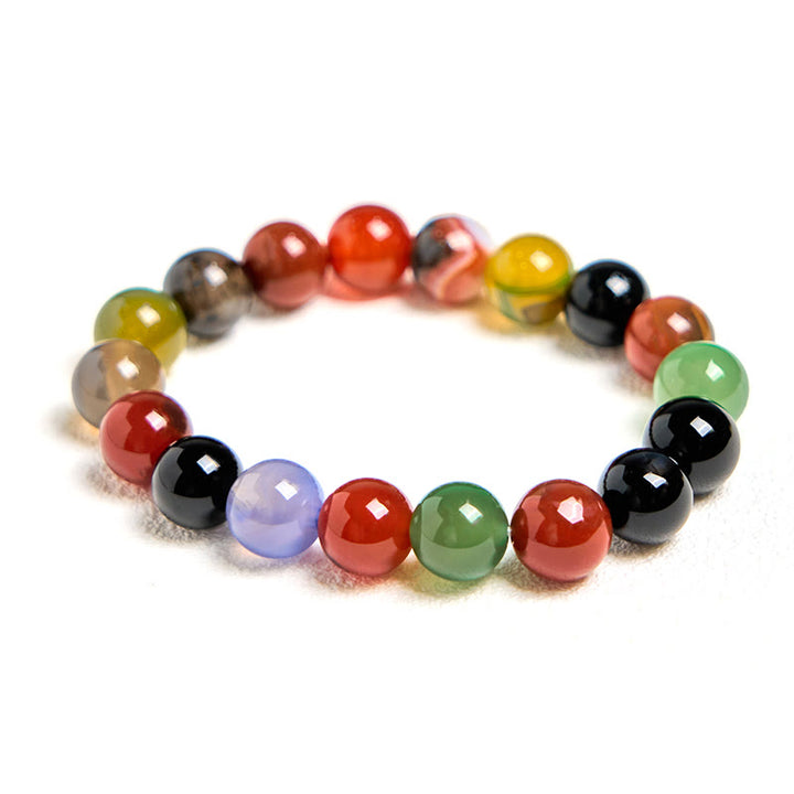 Bracelet d'harmonie en agate calcédoine colorée naturelle Buddha Stones