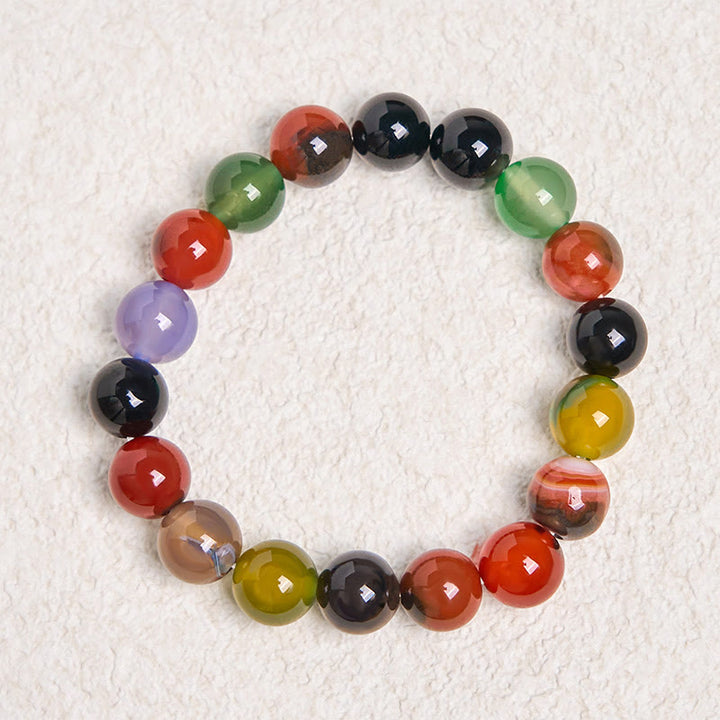 Bracelet d'harmonie en agate calcédoine colorée naturelle Buddha Stones