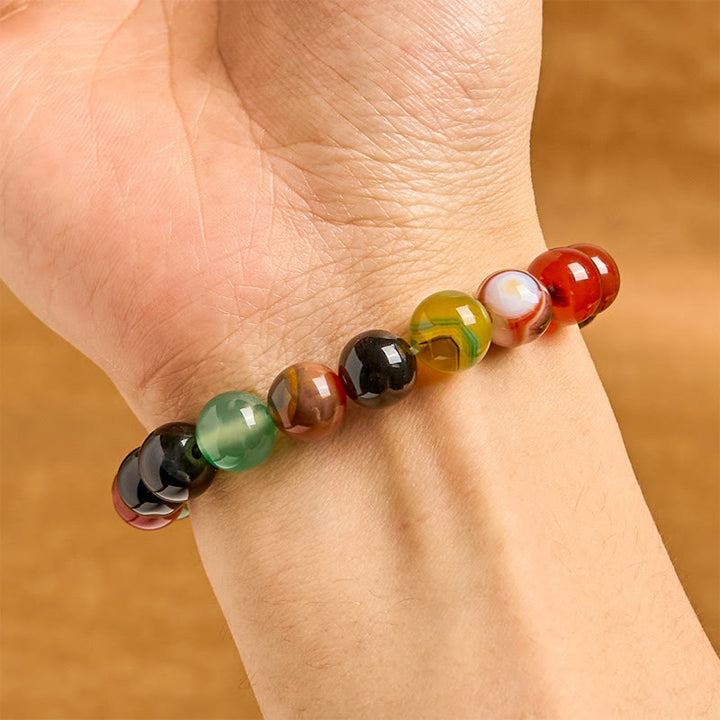 Bracelet d'harmonie en agate calcédoine colorée naturelle Buddha Stones