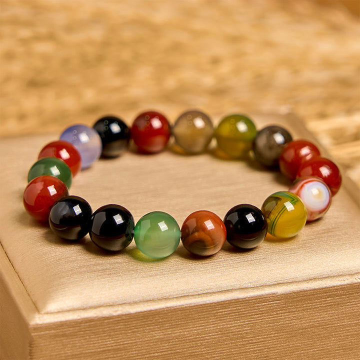 Bracelet d'harmonie en agate calcédoine colorée naturelle Buddha Stones
