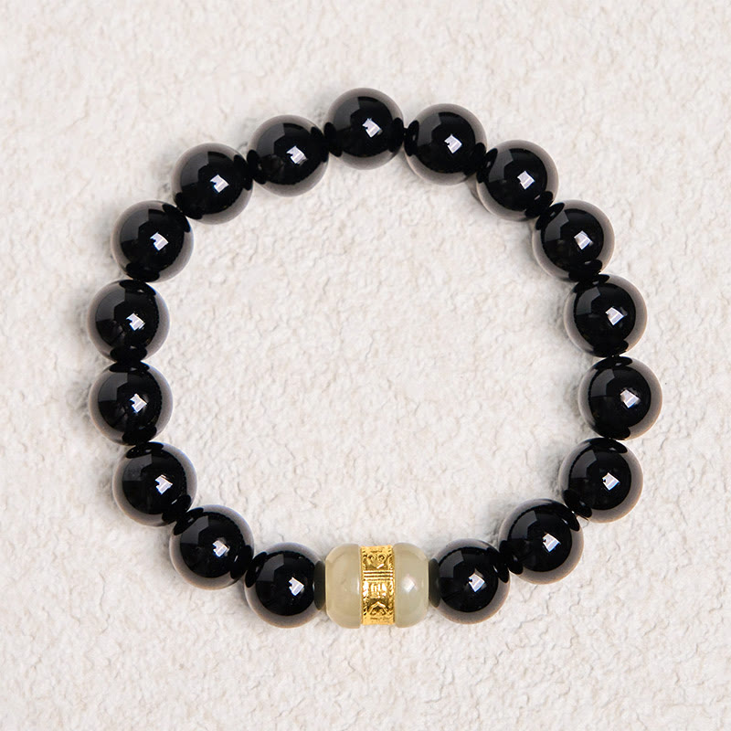 Bracelet de soutien en jade et onyx noir naturel Buddha Stones