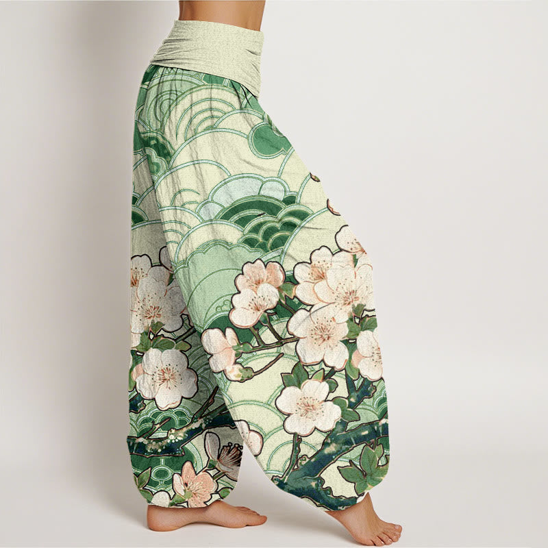Pantalon sarouel à taille élastique pour femme, motif vagues de fleurs de cerisier et Buddha Stones - image 7