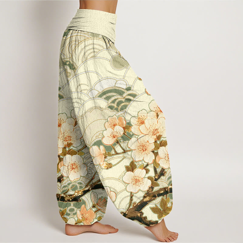 Pantalon sarouel à taille élastique pour femme, motif vagues de fleurs de cerisier et Buddha Stones - image 10