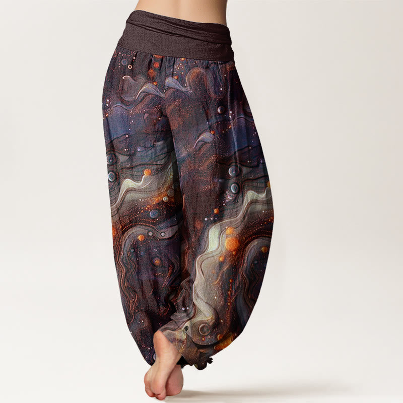 Pantalon sarouel à taille élastique pour femme avec motif étoile dorée et Buddha Stones - image 6