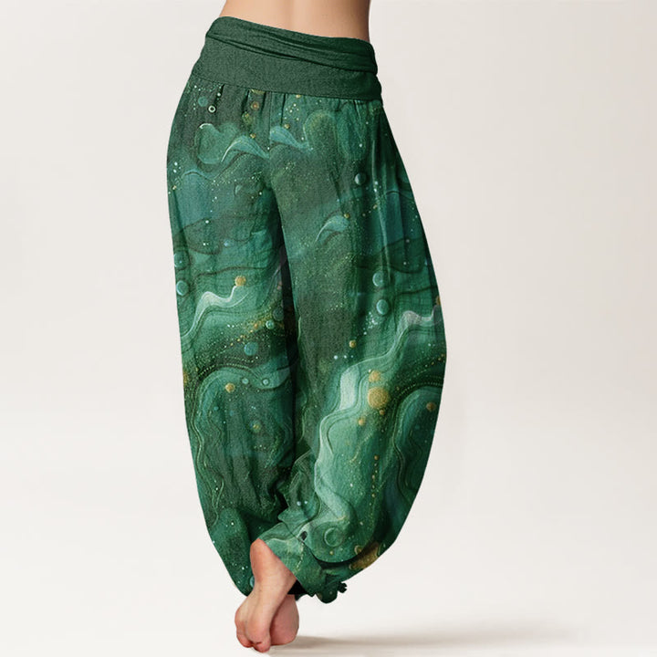 Pantalon sarouel à taille élastique pour femme avec motif étoile dorée et Buddha Stones - image 9