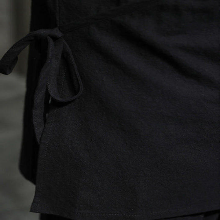 Chemise à manches longues en coton et lin pour homme, motif Buddha Stones, à lacets et boutons simples - image 10