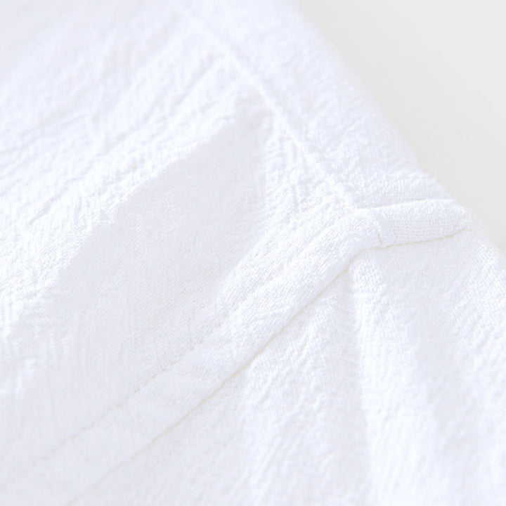 Chemise homme à manches courtes en coton et lin avec poches, style vintage uni et simple, motif Buddha Stones - image 16