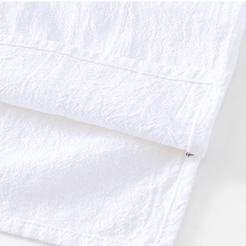 Chemise homme à manches courtes en coton et lin avec poches, style vintage uni et simple, motif Buddha Stones - image 19