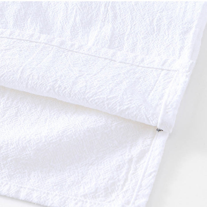 Chemise homme à manches courtes en coton et lin avec poches, style vintage uni et simple, motif Buddha Stones - image 19