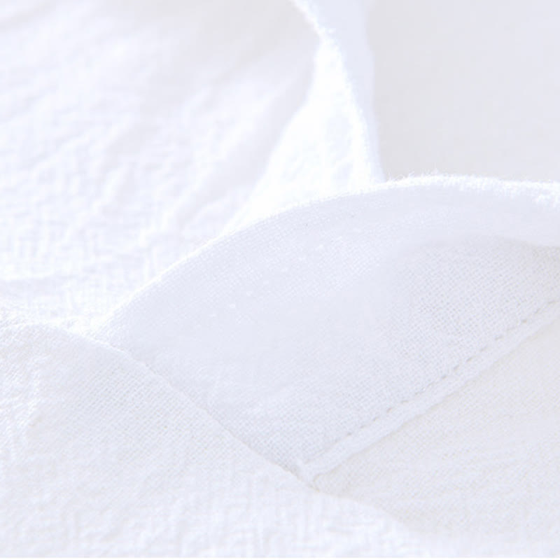 Chemise homme à manches courtes en coton et lin avec poches, style vintage uni et simple, motif Buddha Stones - image 15