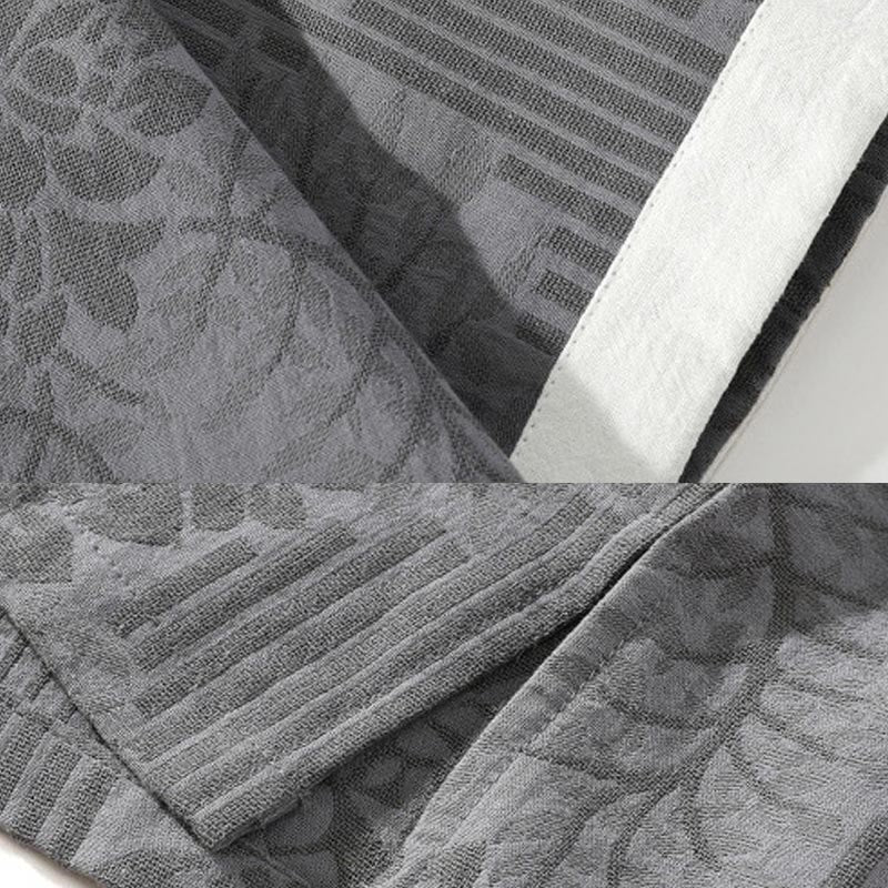 Chemise cardigan décontractée d'été en coton à manches mi-longues et col montant pour homme, motif floral Buddha Stones , boutons grenouille, couleur contrastée - image 8