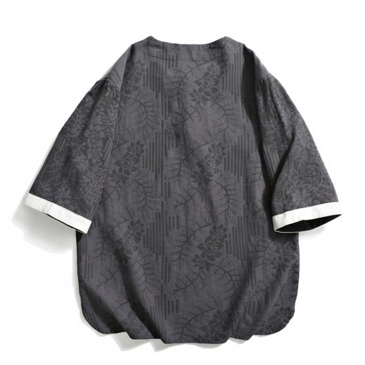 Buddha Stones à manches courtes et col ras du cou pour homme, en coton, style jacquard rétro chinois, motif grenouille et boutons - image 2