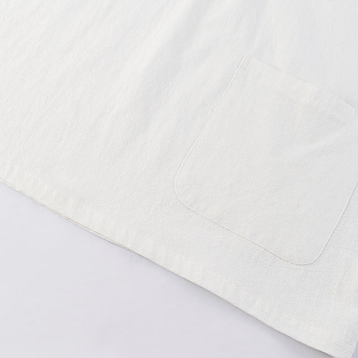 Ensemble 2 pièces décontracté en coton et lin avec poches et motif Buddha Stones, chemise à demi-bouton, pantalon à cordon de serrage, pour homme