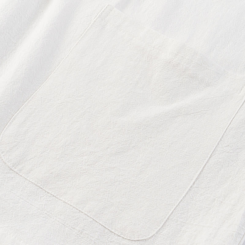 Ensemble de méditation décontracté 2 pièces en coton pour homme, composé d'une chemise à demi-boutons et d'un pantalon à cordon de serrage, avec poches et de couleurs unies, en forme de Buddha Stones. - image 4