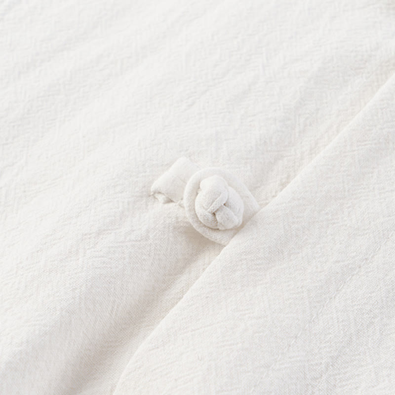 Ensemble de méditation décontracté 2 pièces en coton pour homme, composé d'une chemise à demi-boutons et d'un pantalon à cordon de serrage, avec poches et de couleurs unies, en forme de Buddha Stones. - image 3