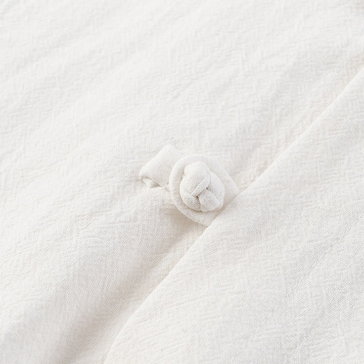 Ensemble de méditation décontracté 2 pièces en coton pour homme, composé d'une chemise à demi-boutons et d'un pantalon à cordon de serrage, avec poches et de couleurs unies, en forme de Buddha Stones. - image 3