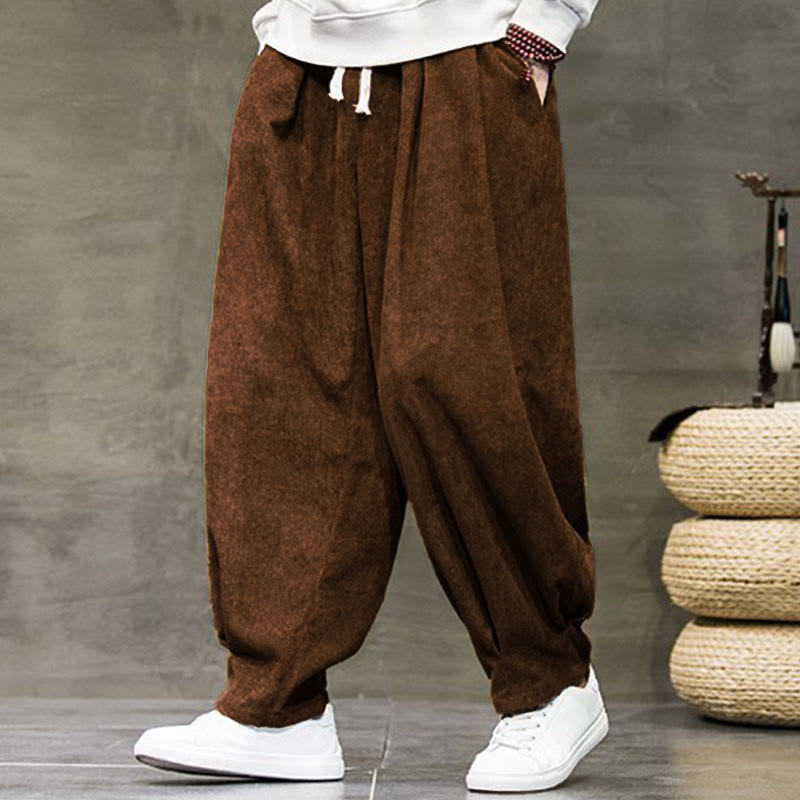Pantalon décontracté en coton uni avec poches pour homme Buddha Stones - Verge d'or foncée - US/UK/AU46，EU56 (5XL) - image 28