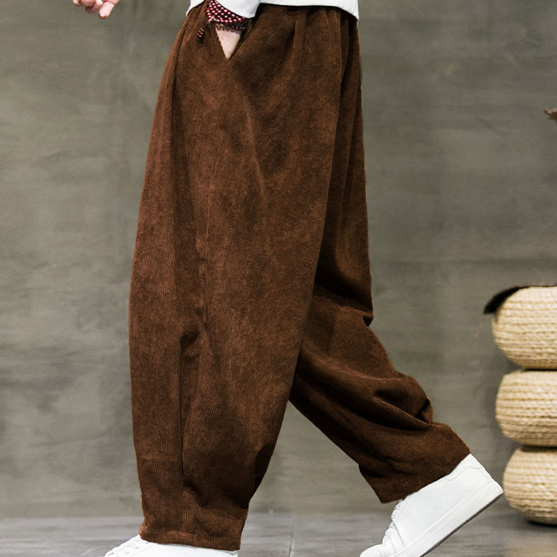 Pantalon décontracté en coton uni avec poches pour homme Buddha Stones - image 31