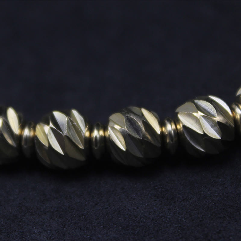 Bracelet de richesse en perles de cuivre et laiton, motif de couteau sculpté vintage en Buddha Stones