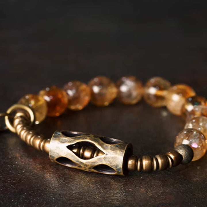 Bracelet de protection quotidien rétro en citrine de 10 mm Buddha Stones
