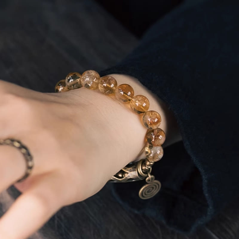 Bracelet de protection quotidien rétro en citrine de 10 mm Buddha Stones