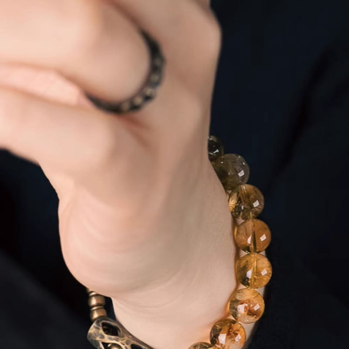 Bracelet de protection quotidien rétro en citrine de 10 mm Buddha Stones