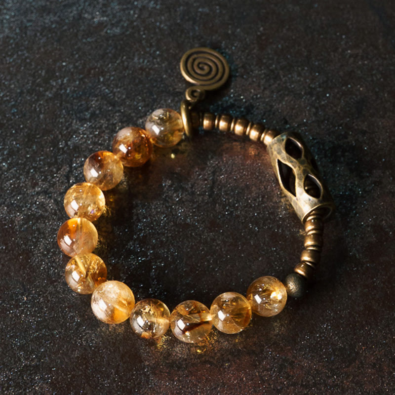 Bracelet de protection quotidien rétro en citrine de 10 mm Buddha Stones