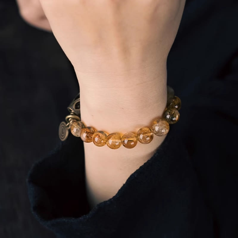 Bracelet de protection quotidien rétro en citrine de 10 mm Buddha Stones