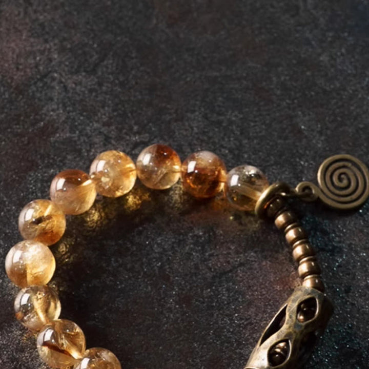 Bracelet de protection quotidien rétro en citrine de 10 mm Buddha Stones