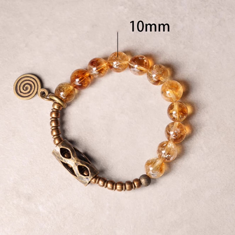 Bracelet de protection quotidien rétro en citrine de 10 mm Buddha Stones