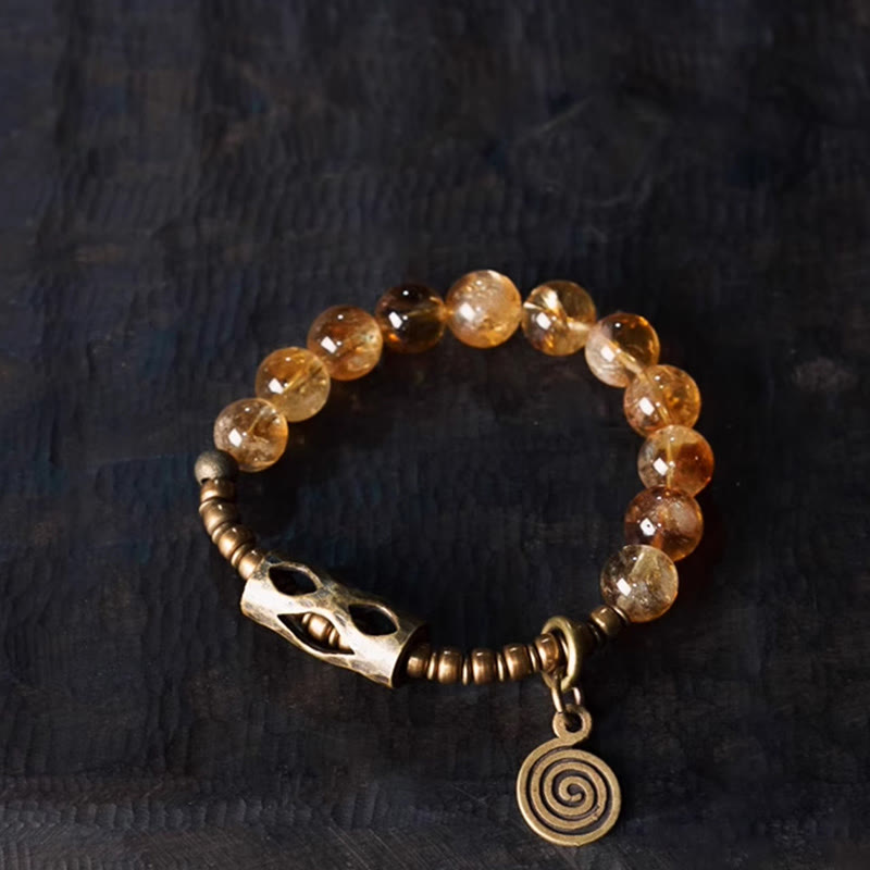 Bracelet de protection quotidien rétro en citrine de 10 mm Buddha Stones