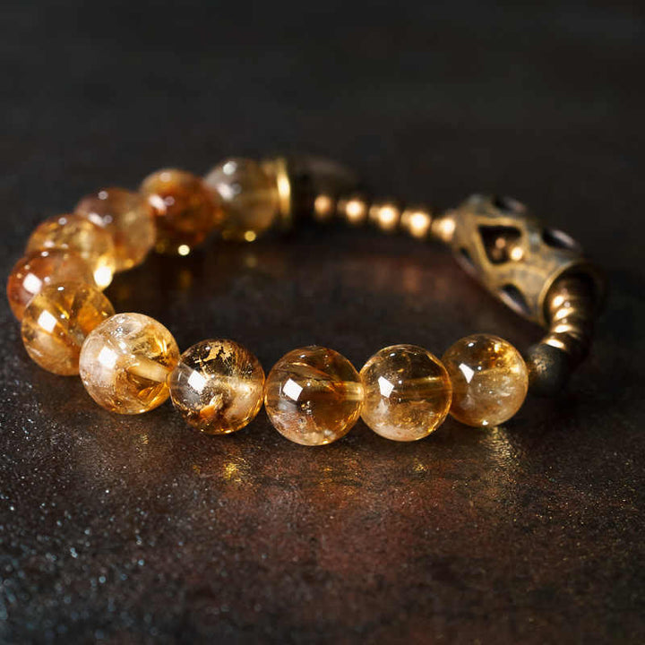 Bracelet de protection quotidien rétro en citrine de 10 mm Buddha Stones