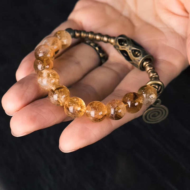 Bracelet de protection quotidien rétro en citrine de 10 mm Buddha Stones
