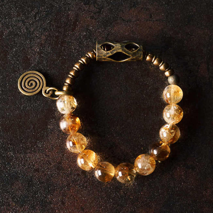Bracelet de protection quotidien rétro en citrine de 10 mm Buddha Stones