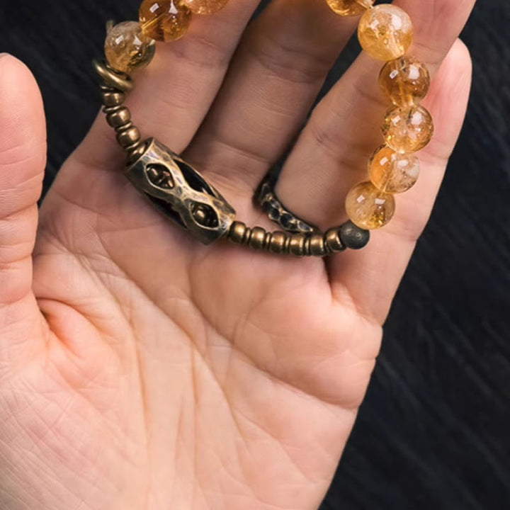 Bracelet de protection quotidien rétro en citrine de 10 mm Buddha Stones